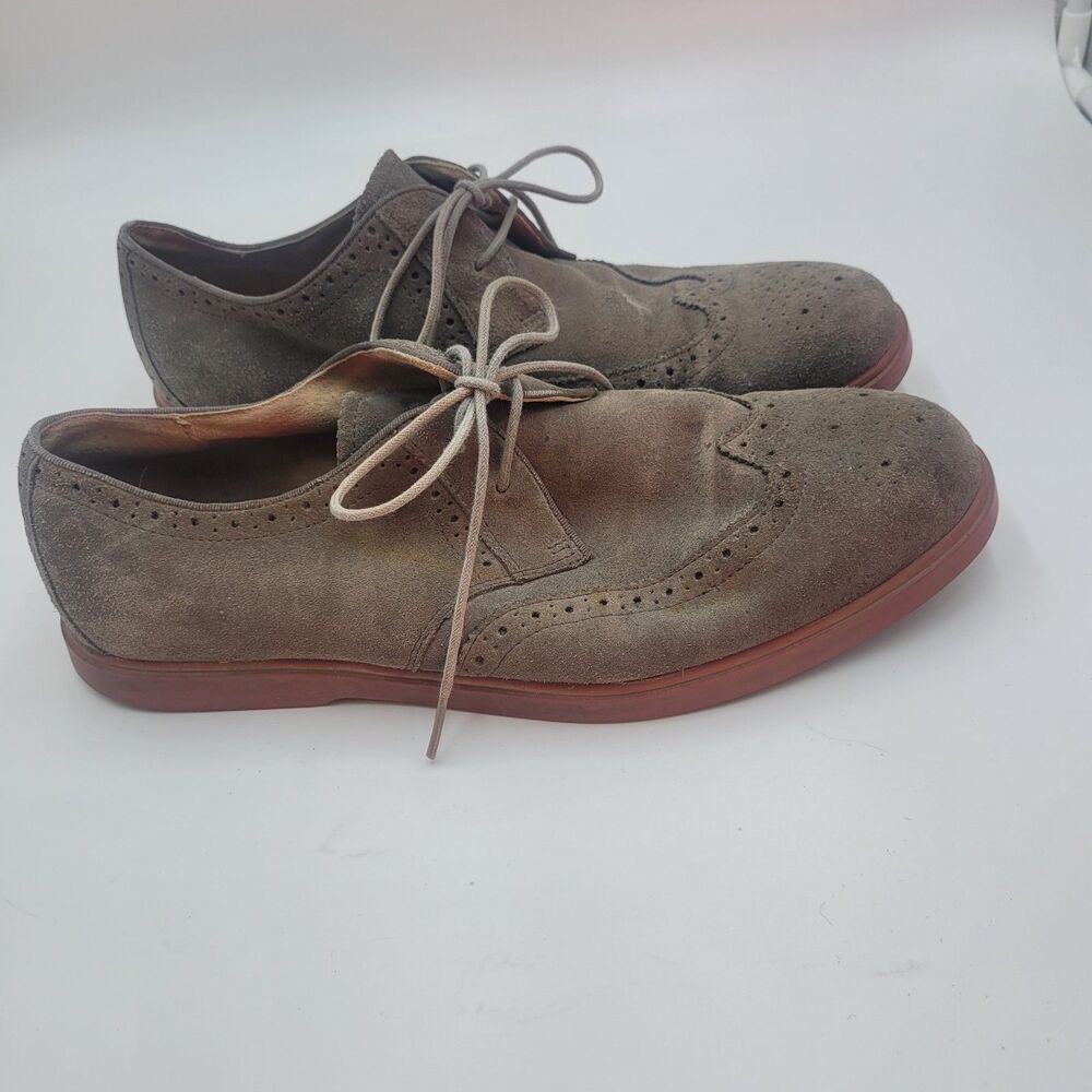 Polo Ralph Lauren Mens Orrick Wing Tip Suede Leather Dress Shoes Size 9.5 D Gray